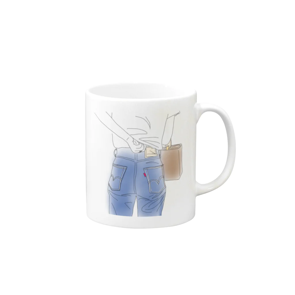 KINAKOMOCHIのデニム女子 Mug :right side of the handle