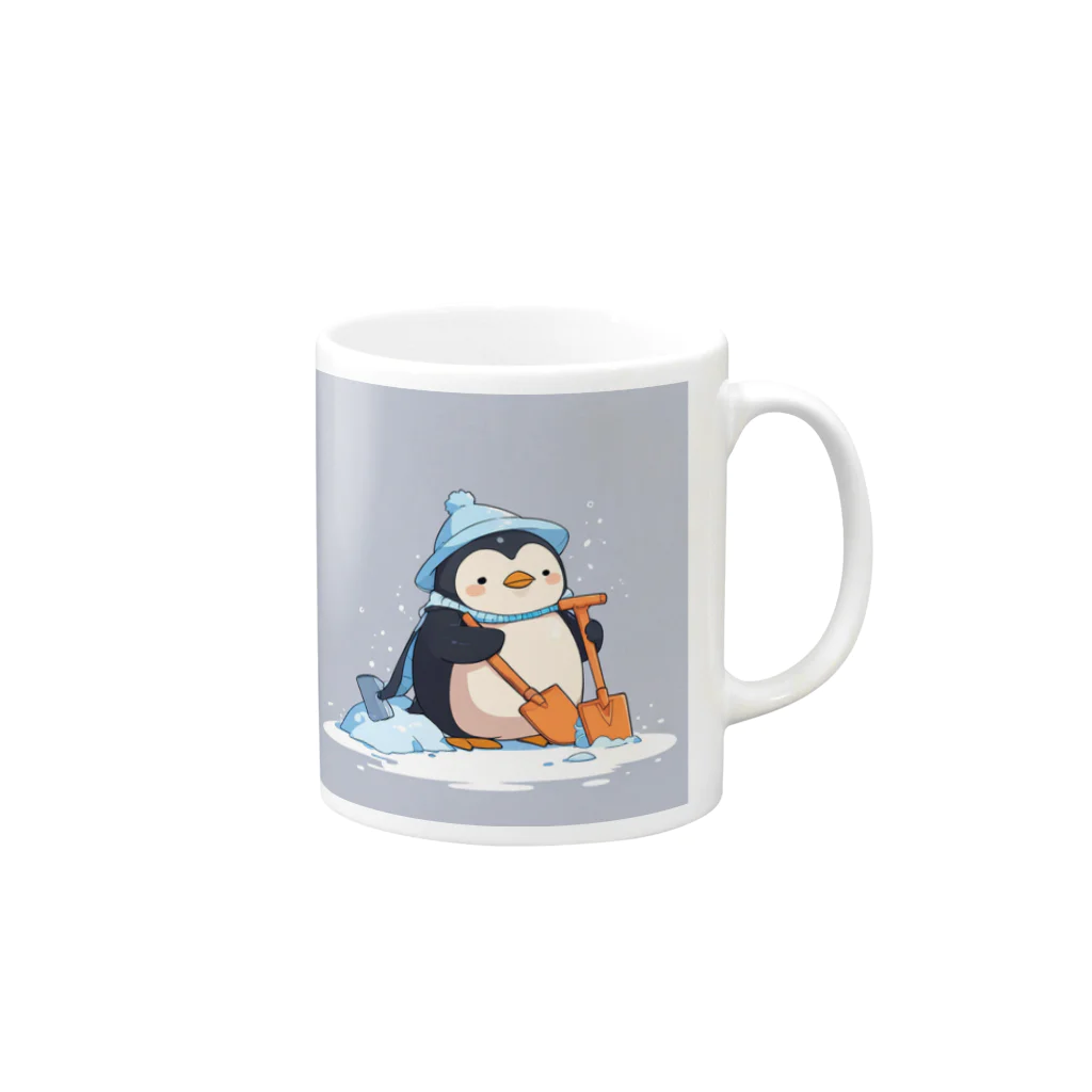 ganeshaのかわいいペンギンとおもちゃのシャベル Mug :right side of the handle