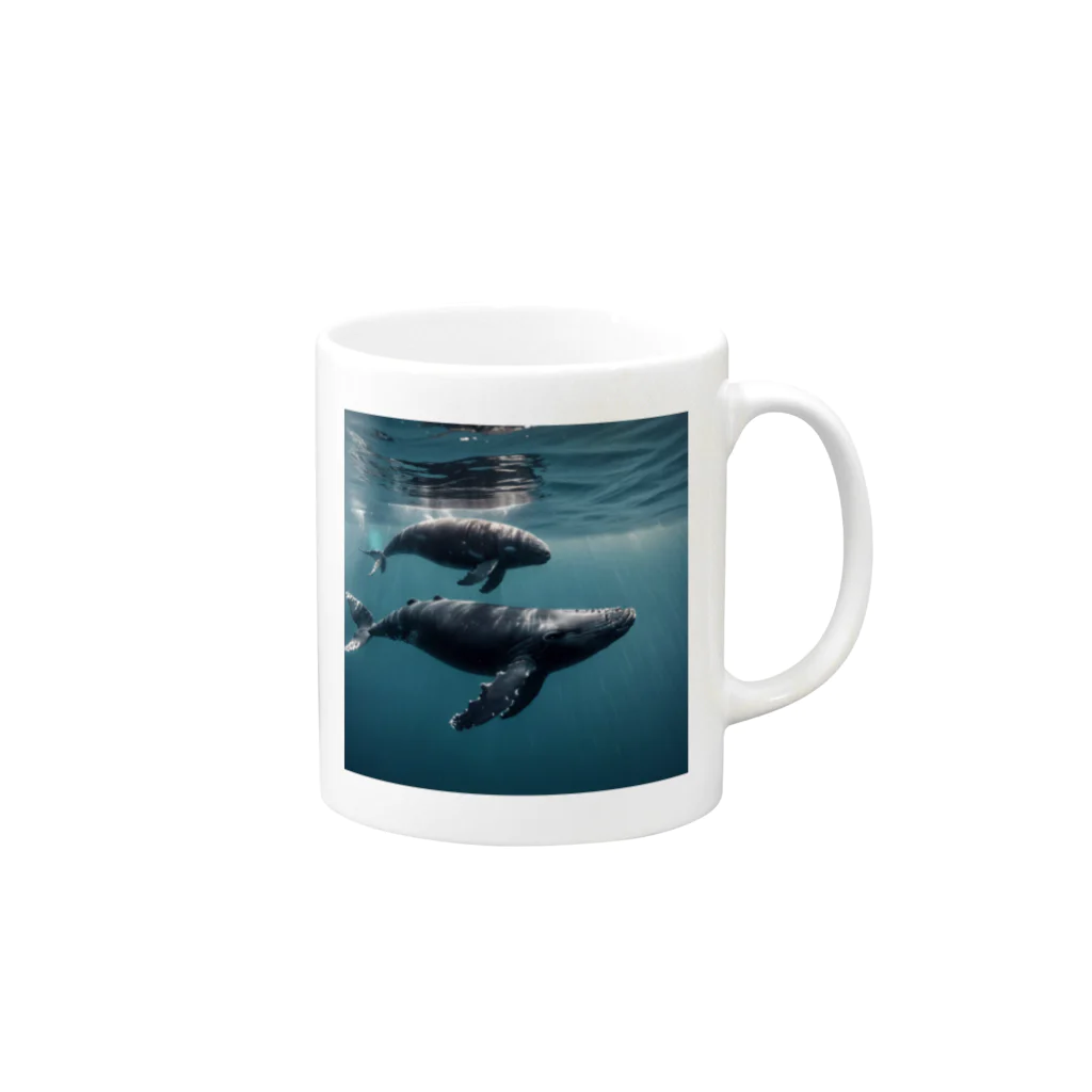 tozaki5573のクジラの親子 Mug :right side of the handle