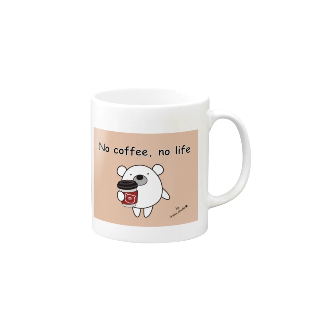 iroha_studioのくまのポポ（No coffee, no life） Mug :right side of the handle