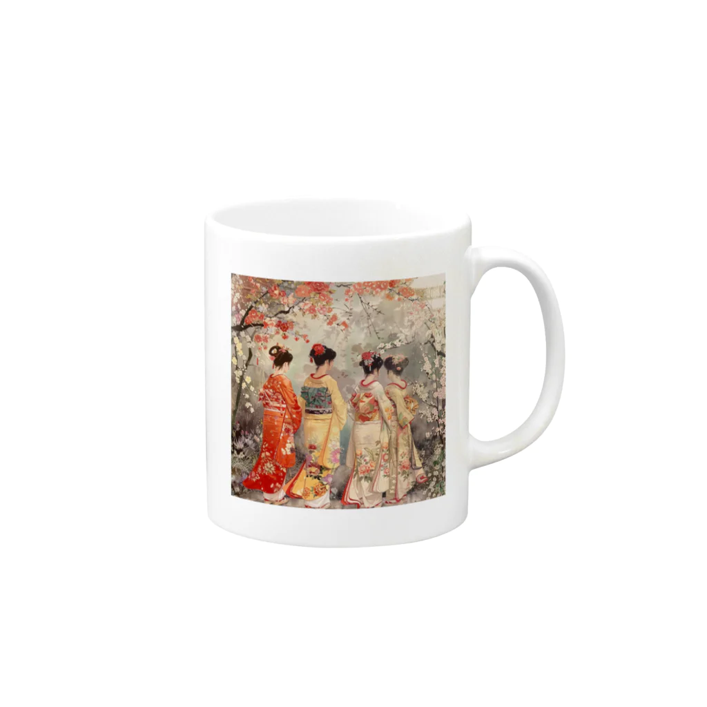 AQUAMETAVERSEの優雅な花見桜の花満開　なでしこ1478 Mug :right side of the handle