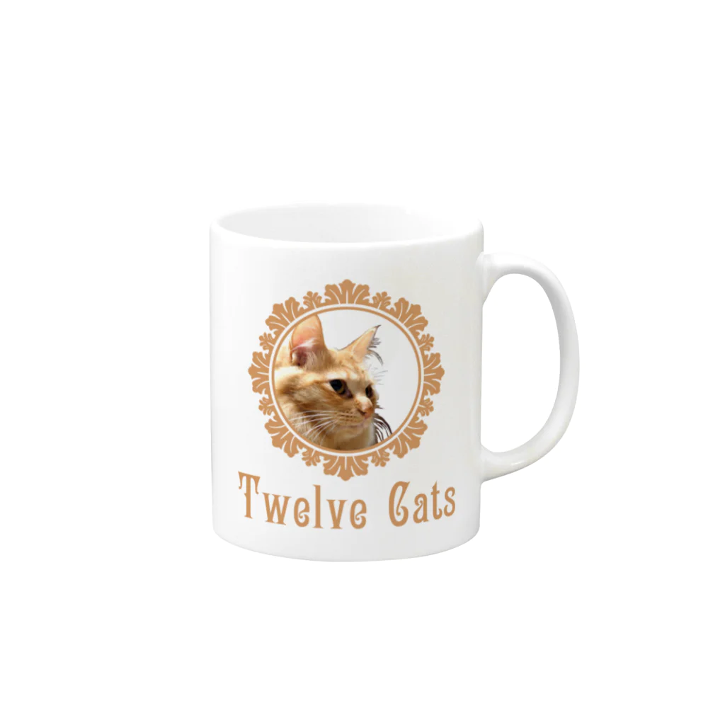 Twelve Catsの黄金の猫 マグカップの取っ手の右面