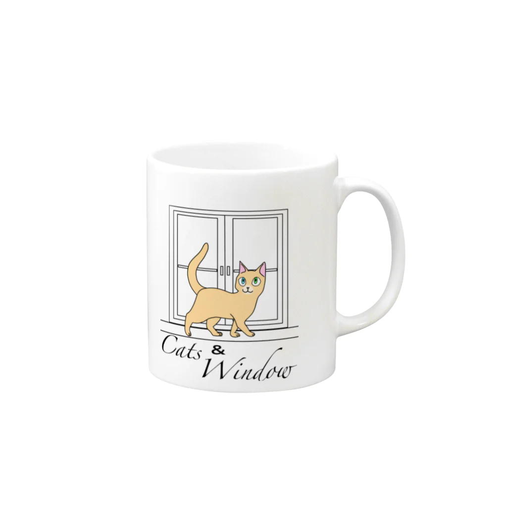 ONPu.ARTのCats & Windowシリーズ Mug :right side of the handle