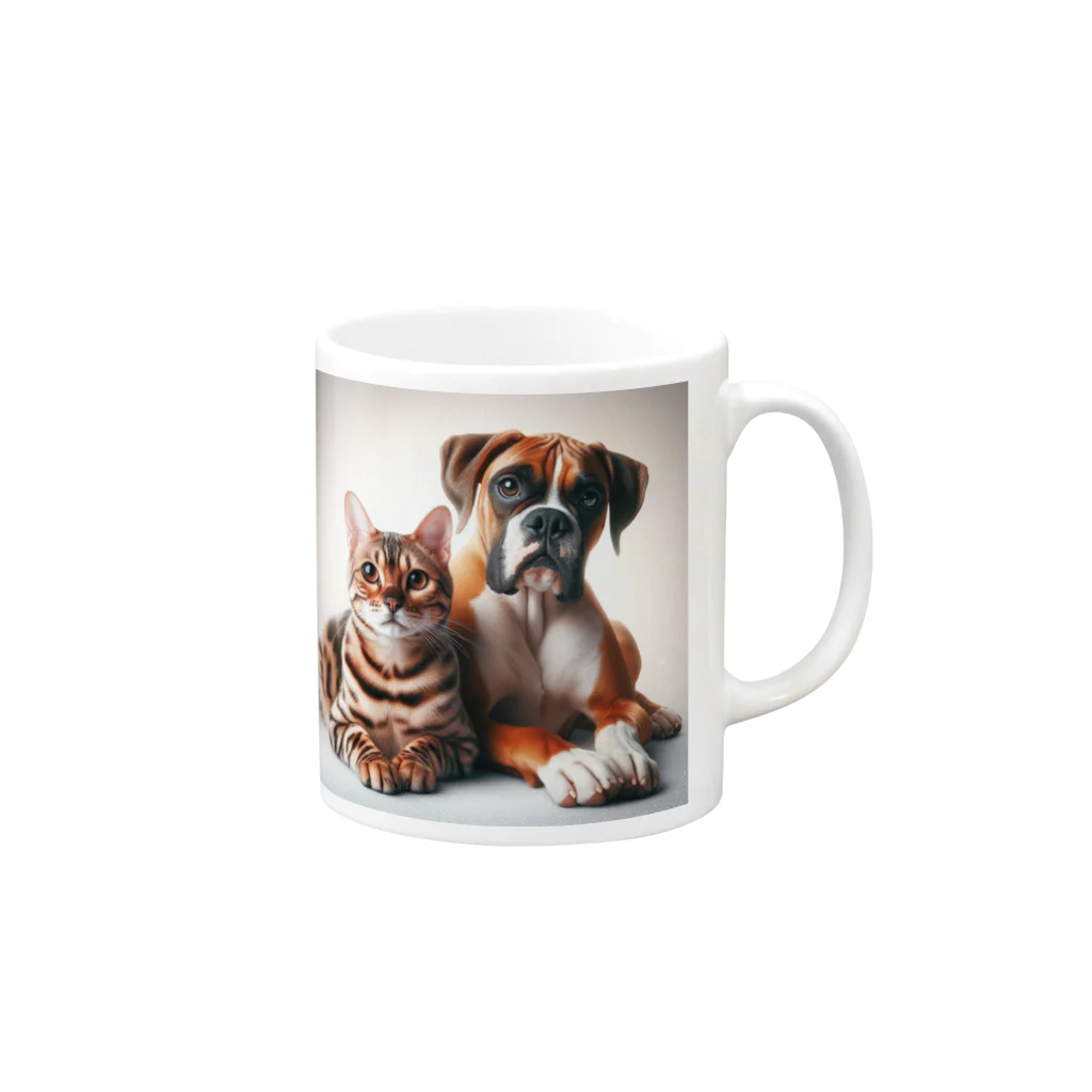 mameno_shinの猫と犬 Mug :right side of the handle