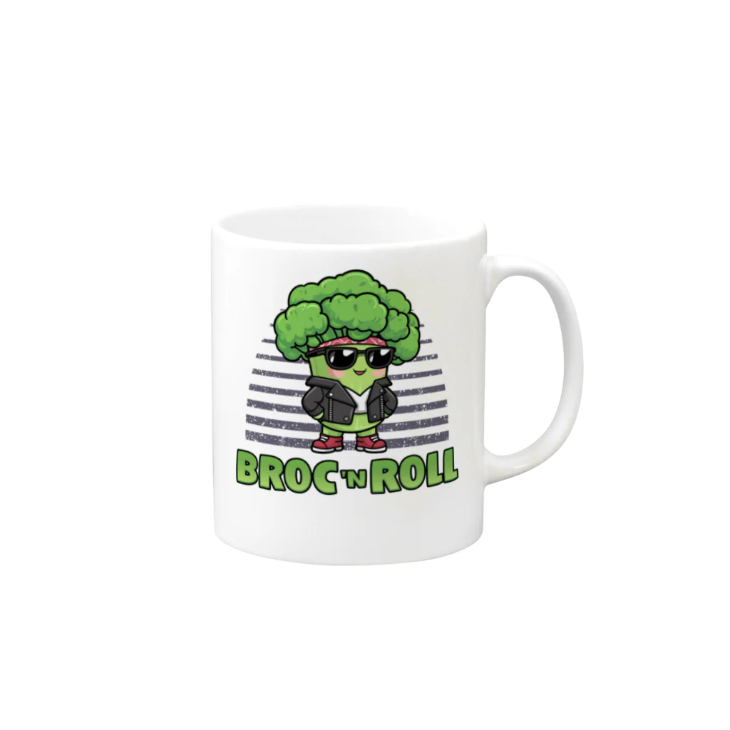 Stylo Tee Shopのブロックンロールのブロッコリー Mug :right side of the handle