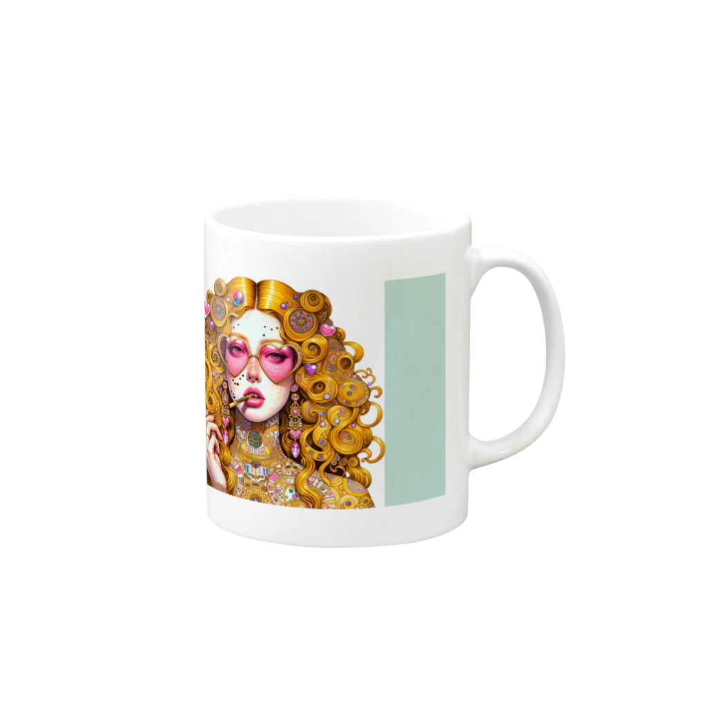 RoseTarot888ShopのGorgeous Gold Girl Mug :right side of the handle