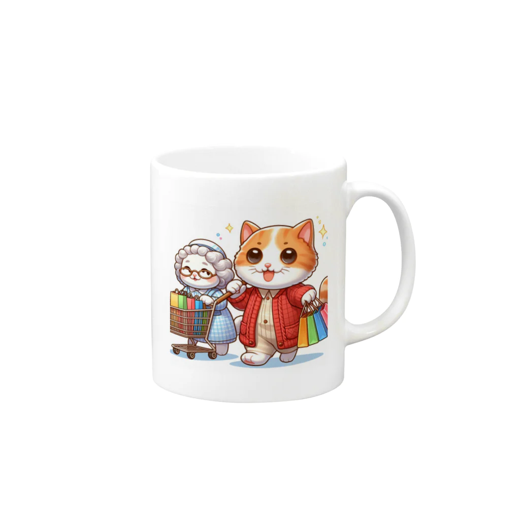 アミュペンのかわいい猫ちゃんと一緒にお買い物🐱💼  Mug :right side of the handle