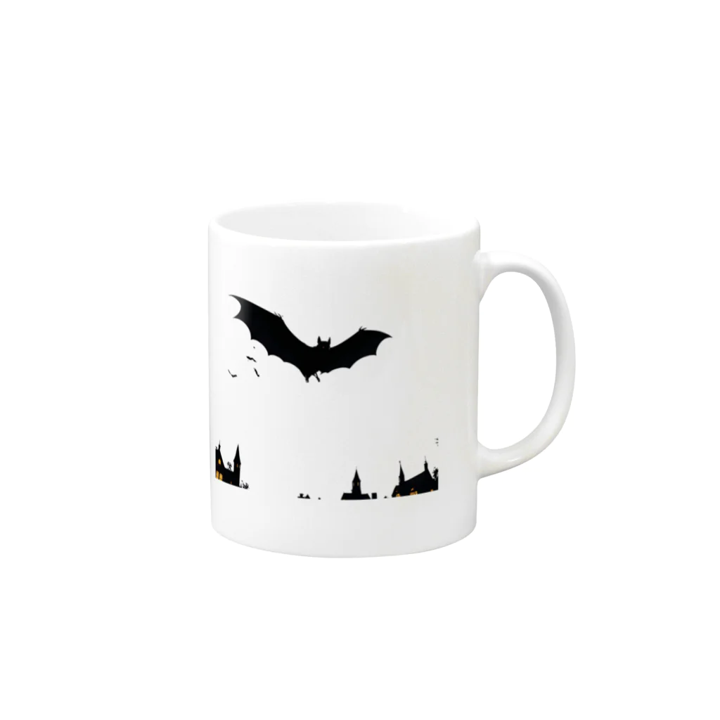 動物の絵描き屋さんの夜のコウモリ Mug :right side of the handle