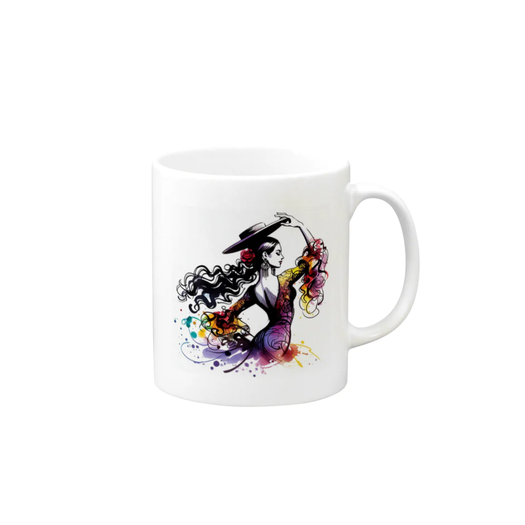 Tomohiro Shigaのお店のフラメンコダンサー Mug :right side of the handle