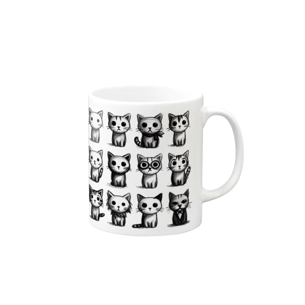 @猫グッズ製作所のねこの集合体 Mug :right side of the handle