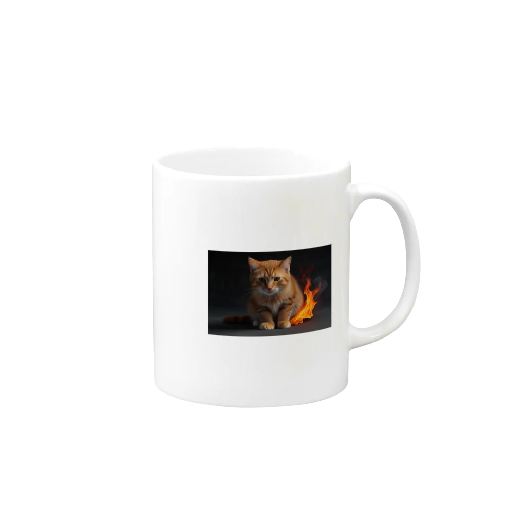 AItamの炎の守護者「炎タイプの猫」 Mug :right side of the handle