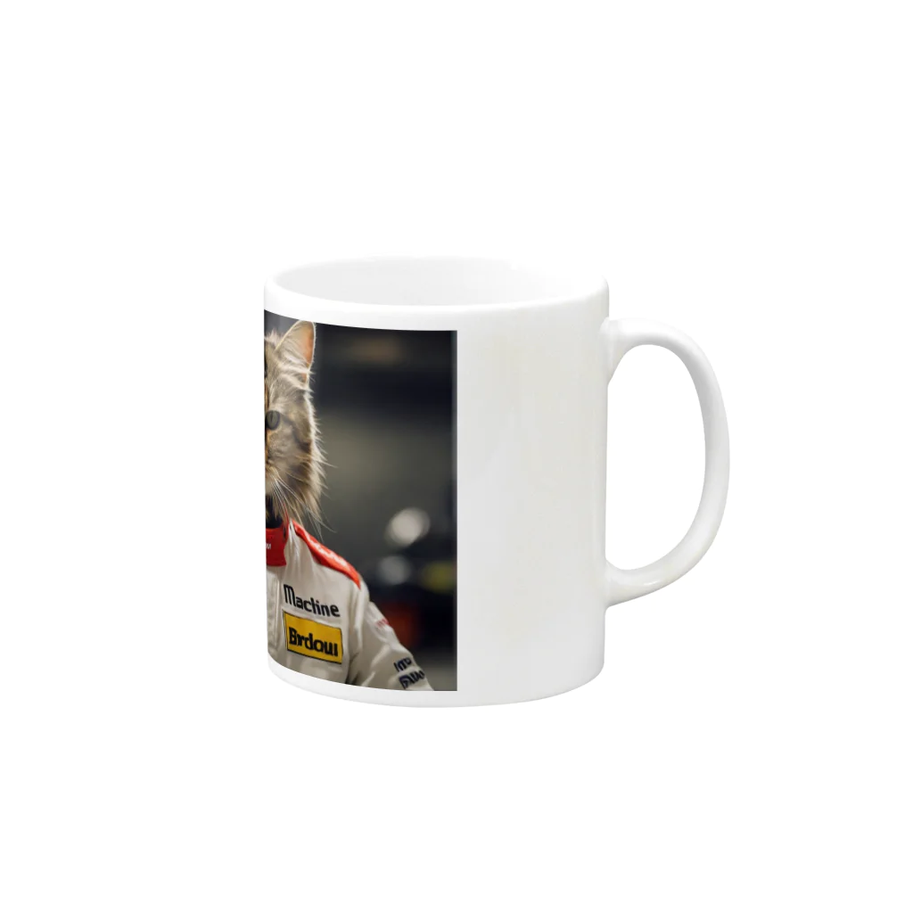 ADOのＦ１レーサー猫 Mug :right side of the handle