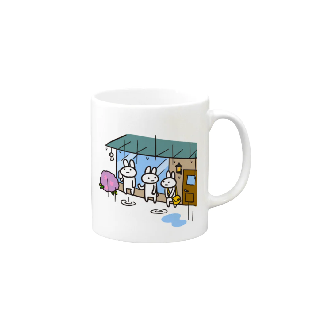 くまくまー。の月見と雨宿り Mug :right side of the handle