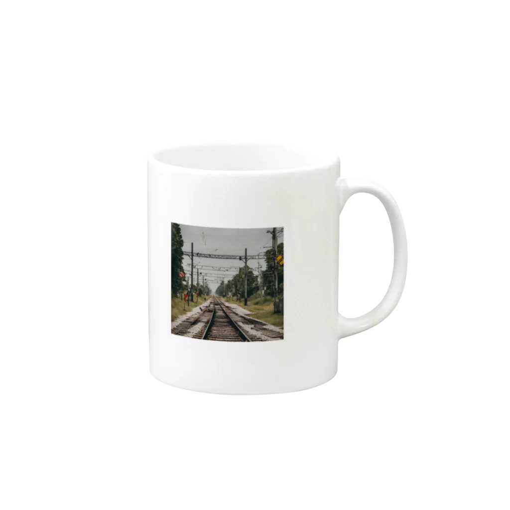 atoyuki_SHOPの鉄道レールデザイン Mug :right side of the handle