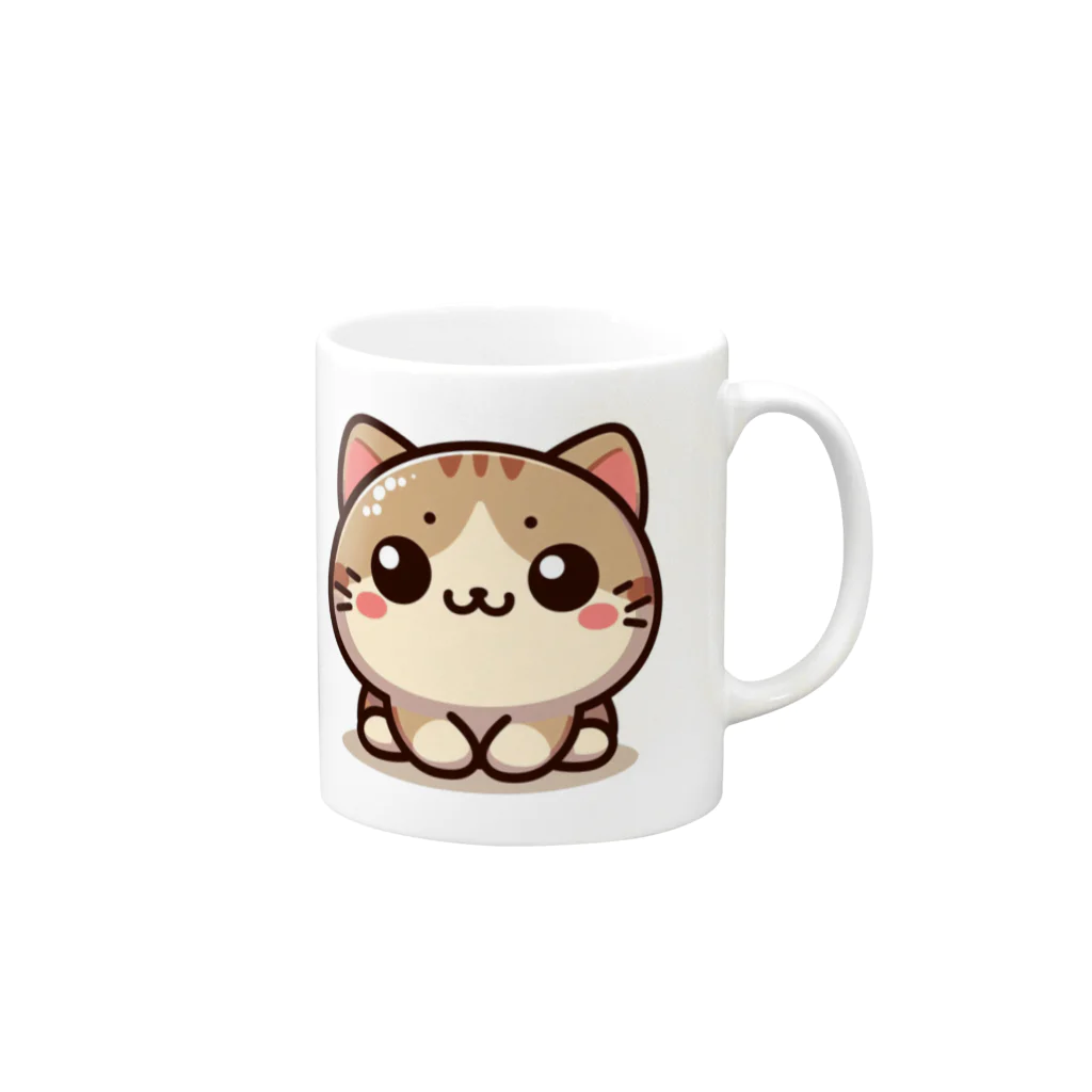 UmaShika ストアのねこまりゅ Mug :right side of the handle