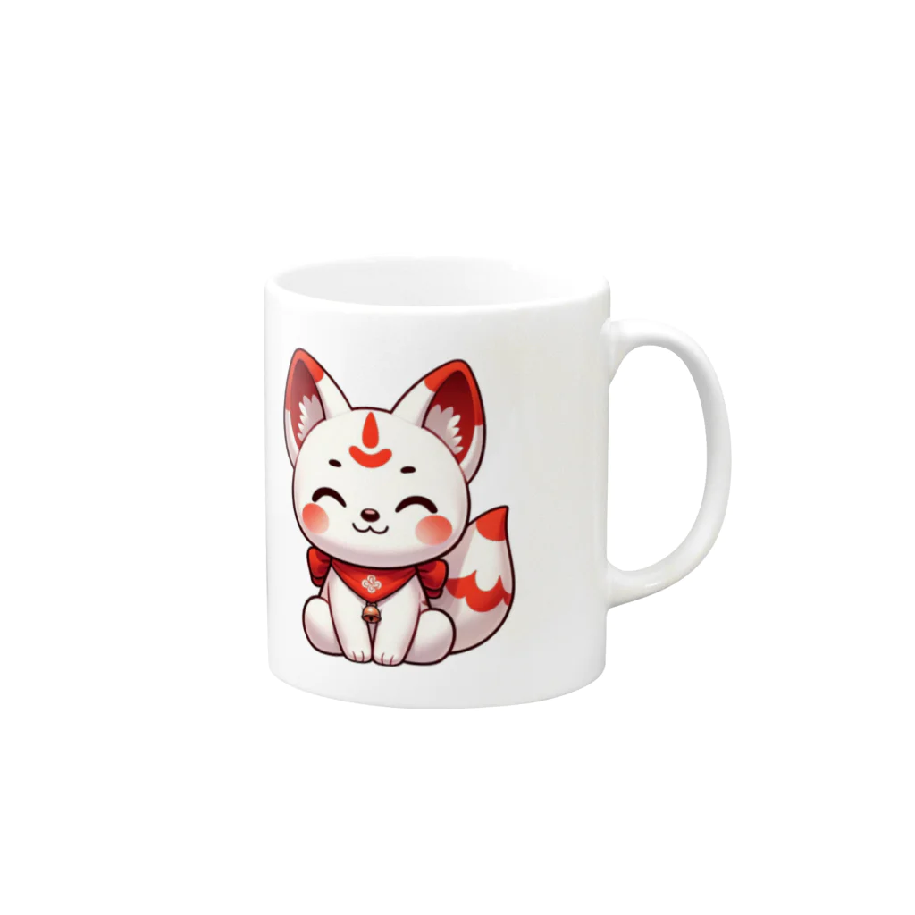 大江戸花火祭りのInari Fox Charm Magic～稲荷の狐3-6 Mug :right side of the handle