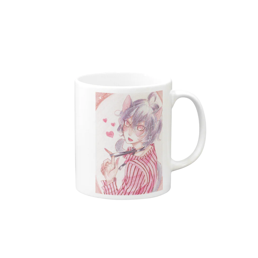 猫月あげはの黒猫男子 Mug :right side of the handle