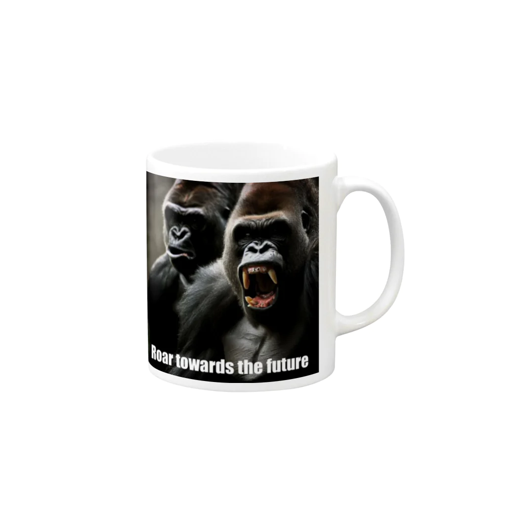 fling_shimizuの自由工房のRoaring Gorilla Mug :right side of the handle