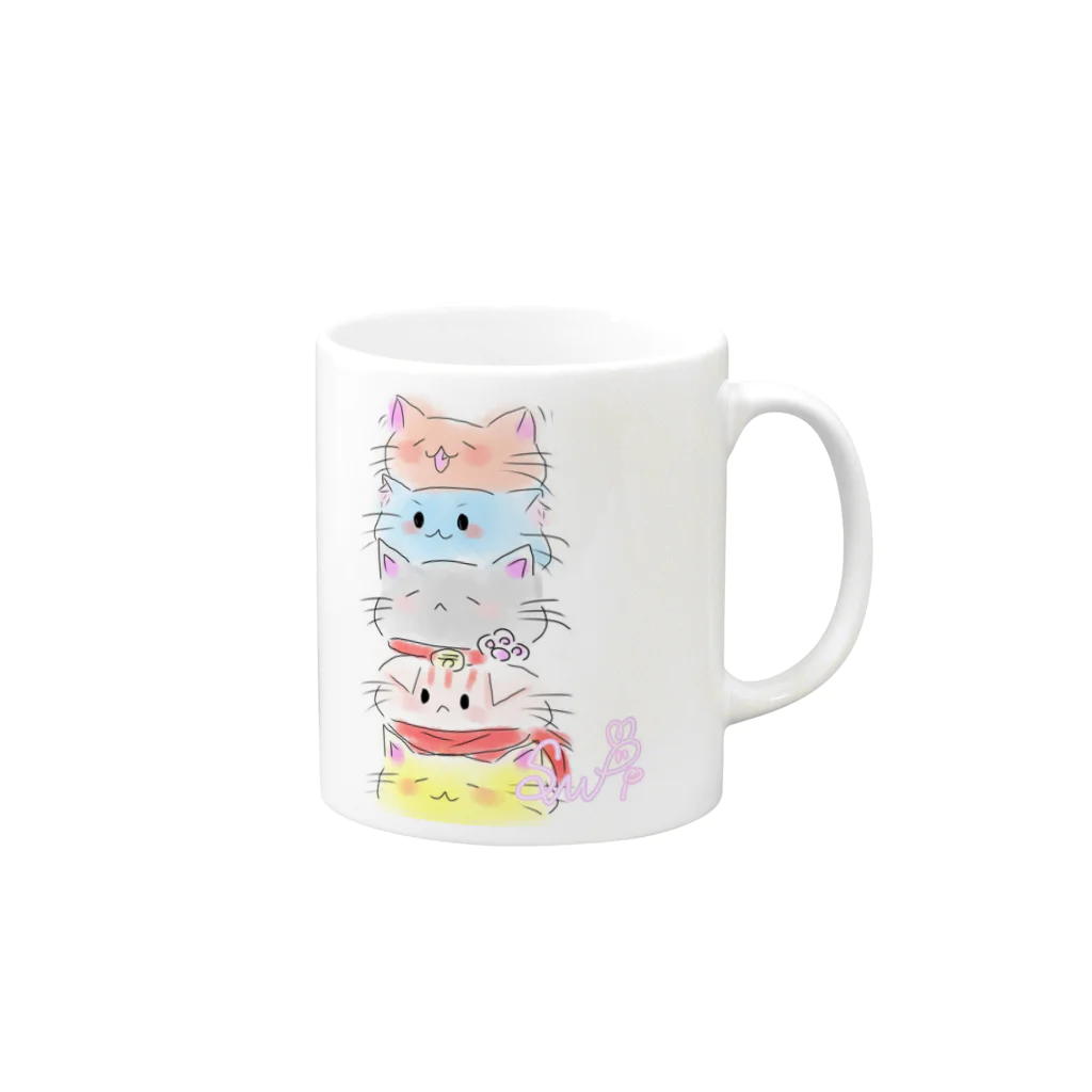 さっP－♥のお店のネコ姉妹・兄弟のかわいいグッツ Mug :right side of the handle