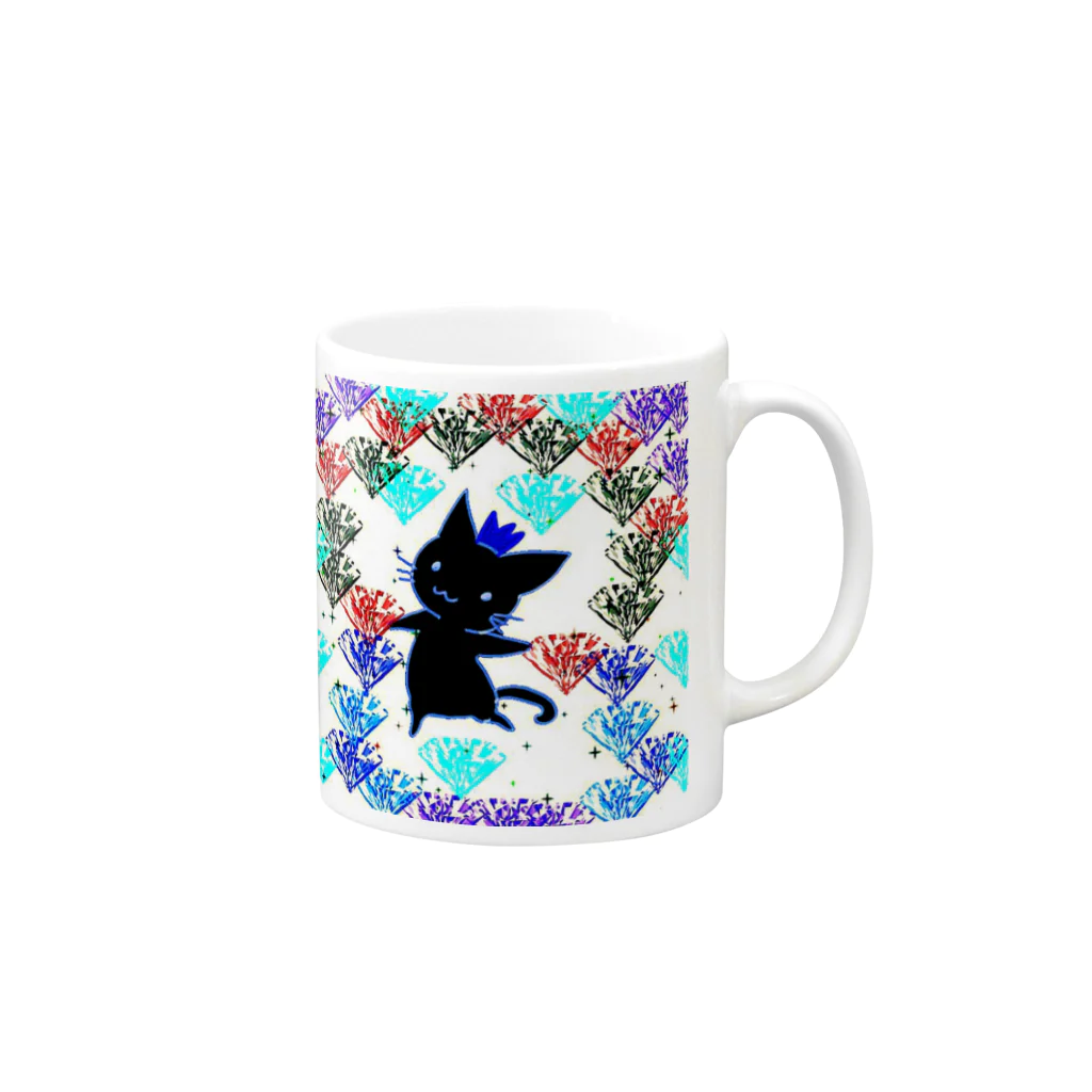 エネハピる〜🫧✨の🌹✨Dancing SHADOW Cat✨ Mug :right side of the handle