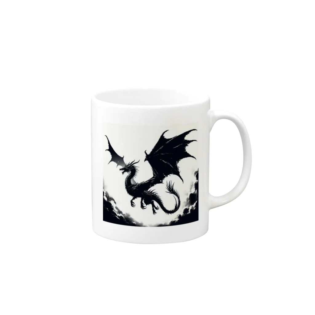 野良猫のアトリエのドラゴン（シルエット） Mug :right side of the handle