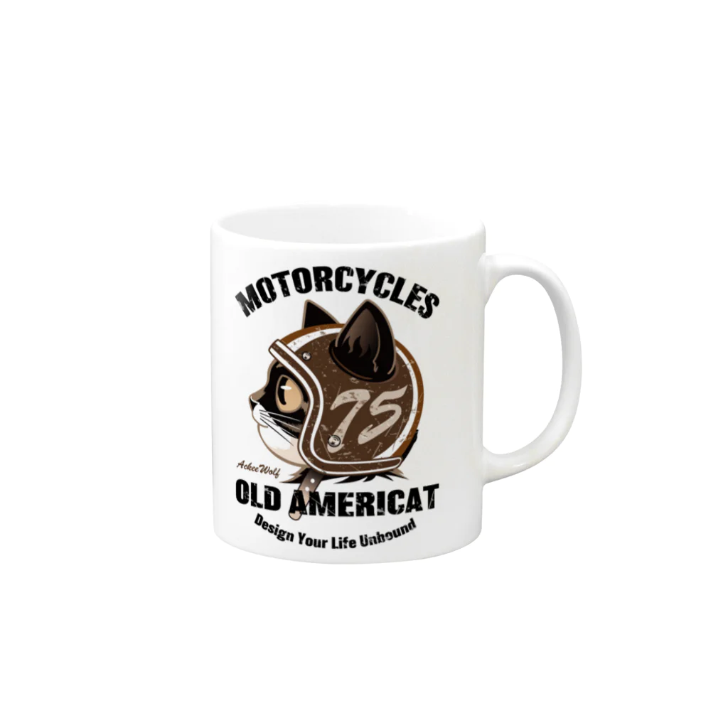 AckeeWolf Art ShopのOLD AMERICAT Mug :right side of the handle