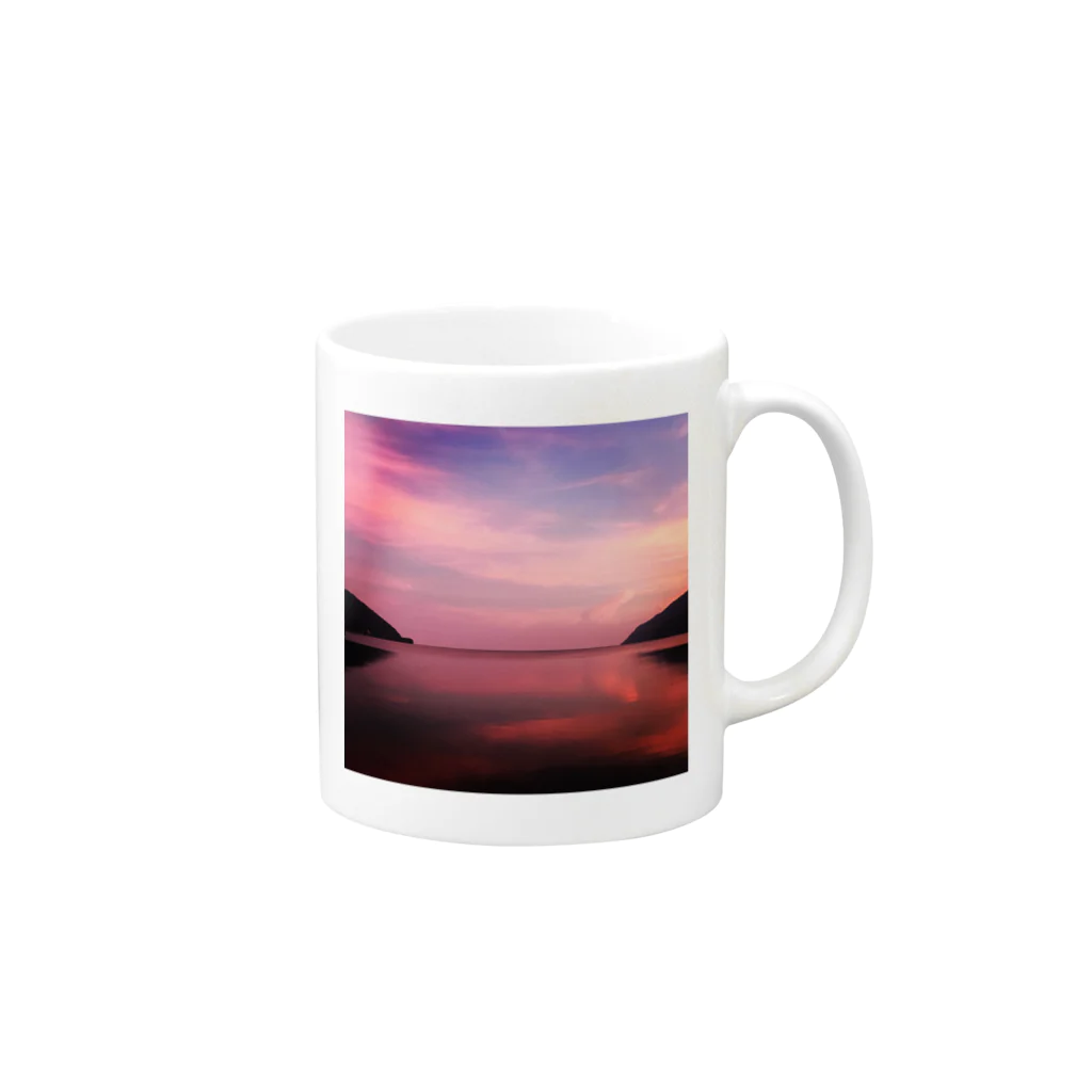 North Wave オリジナルグッズの夕焼けの大浦湾 Mug :right side of the handle