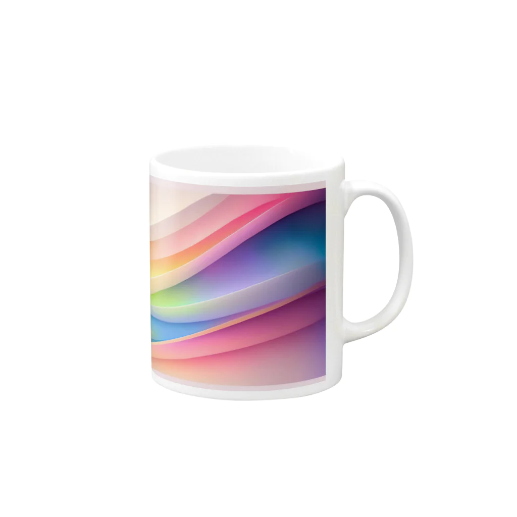 InkCraftsの虹色に輝く波の抽象的なデザイン Mug :right side of the handle
