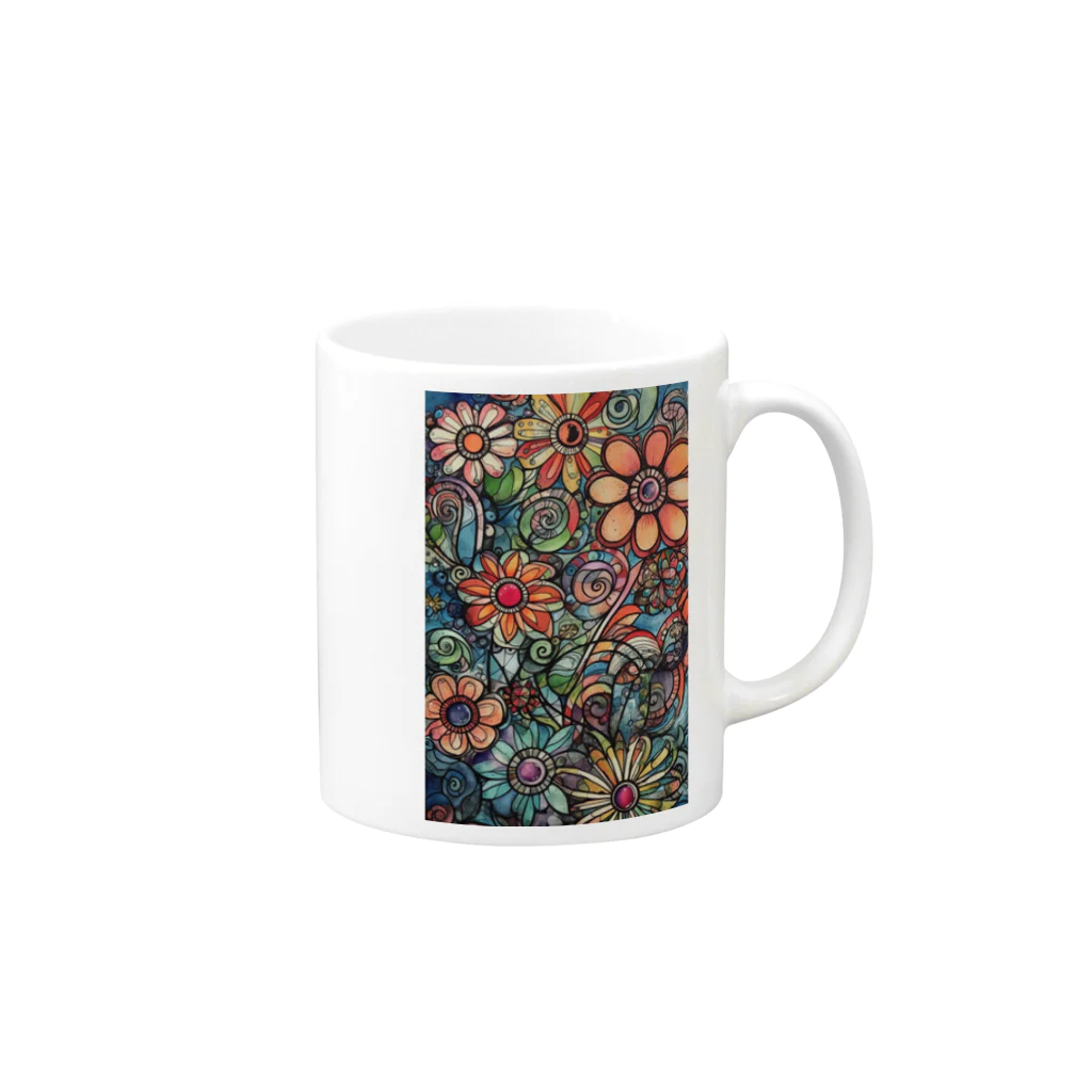 癒し屋（iyashiya）のFlowers１ Mug :right side of the handle