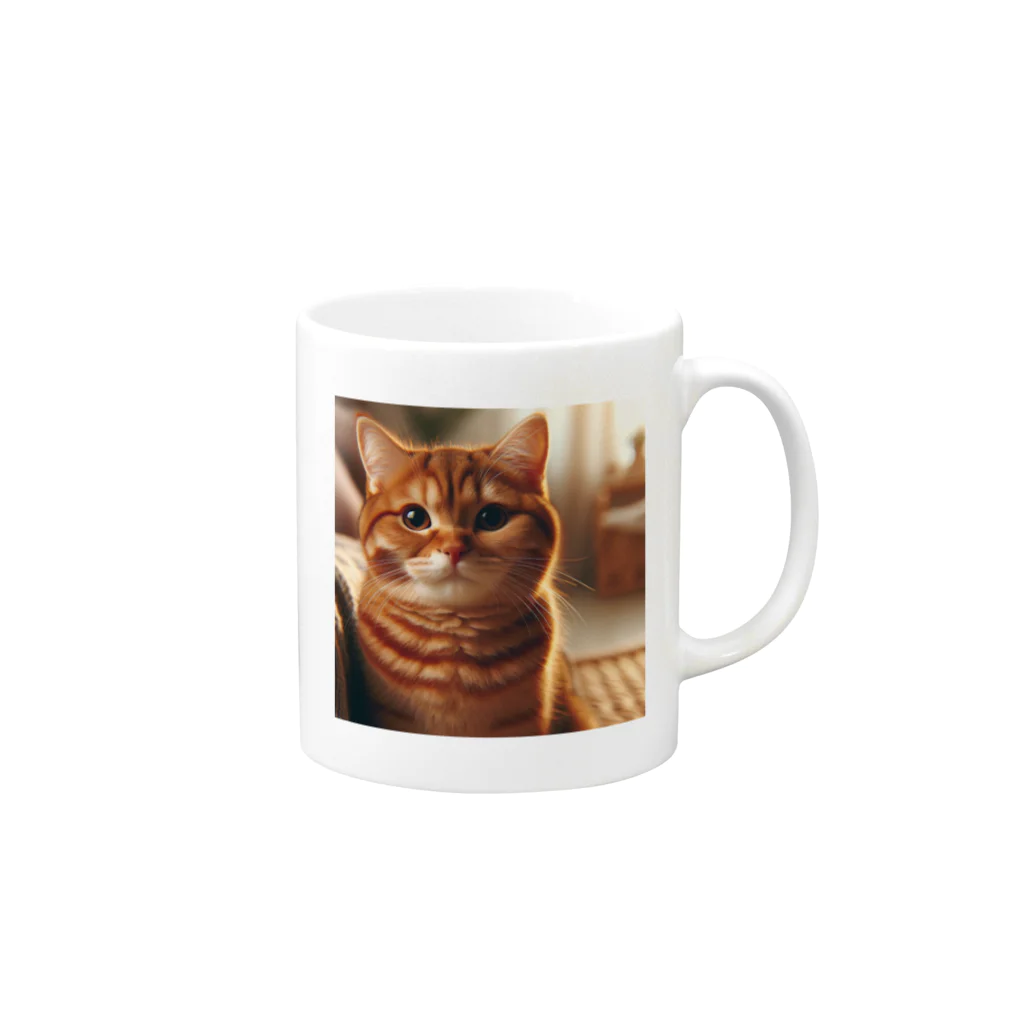 猫アルバム 〜猫好きさん集まれ！猫グッズも紹介〜の茶トラのちょびくん Mug :right side of the handle