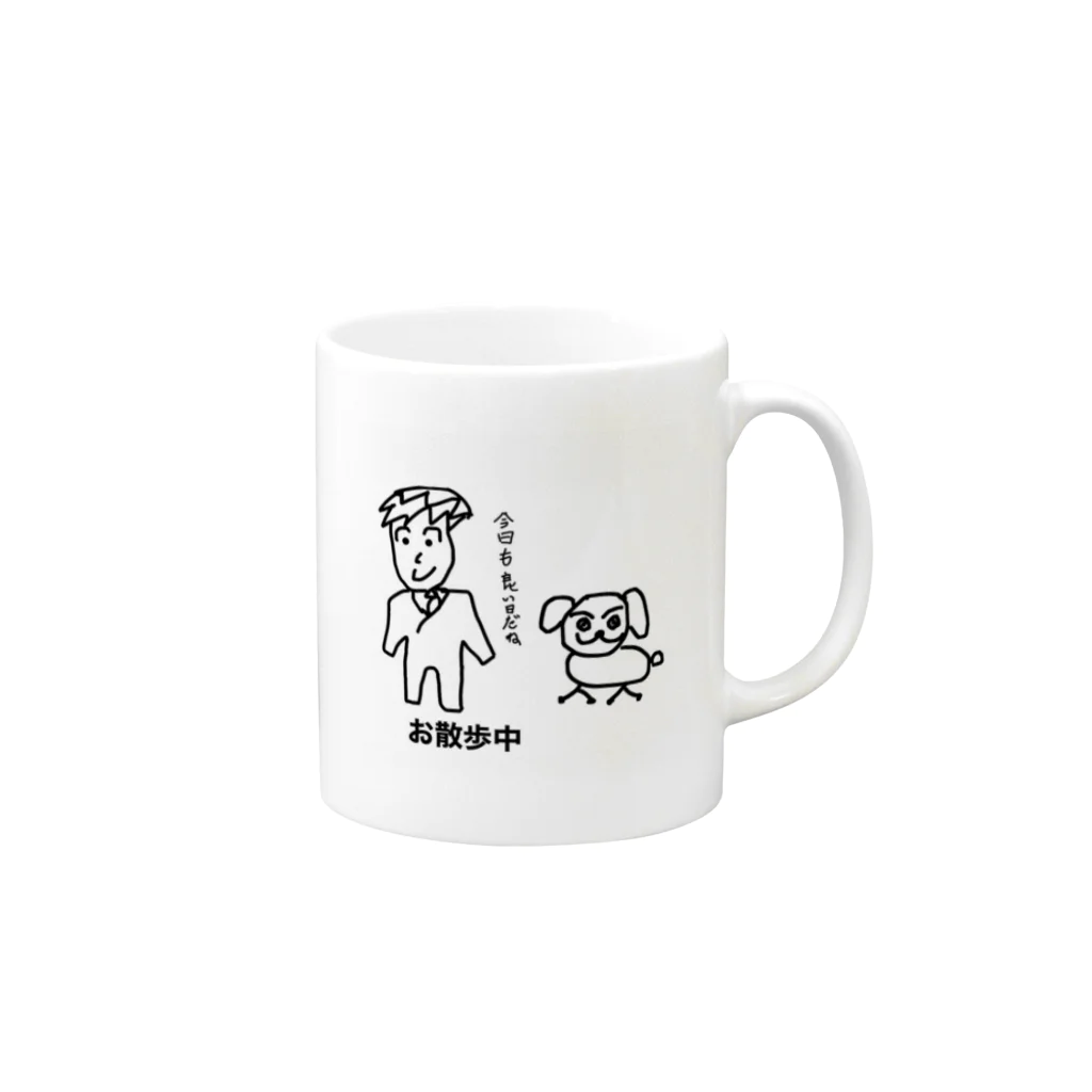 【もっくん公式ｵﾝﾗｲﾝｼｮｯﾌﾟ】💭のニコニコお散歩 Mug :right side of the handle