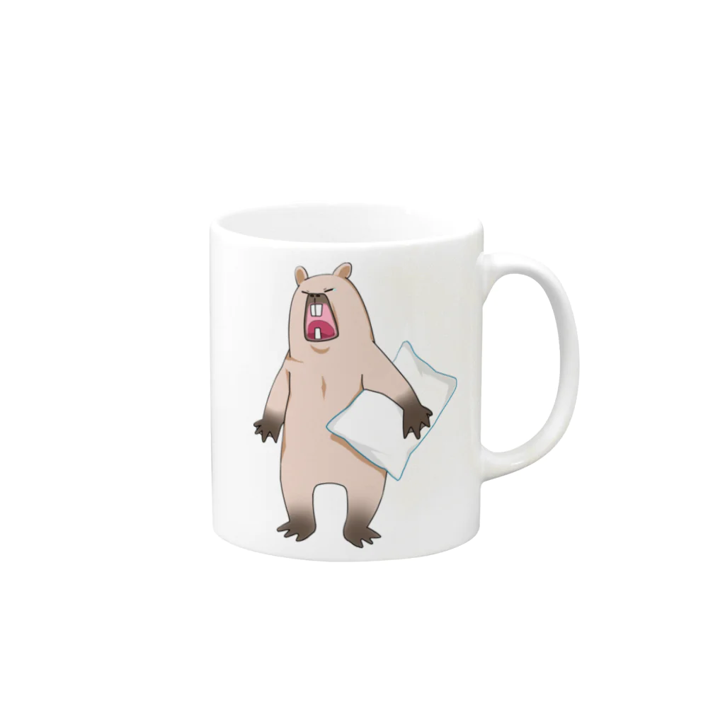 カピバラかぴばらのカピバラのあくび Mug :right side of the handle