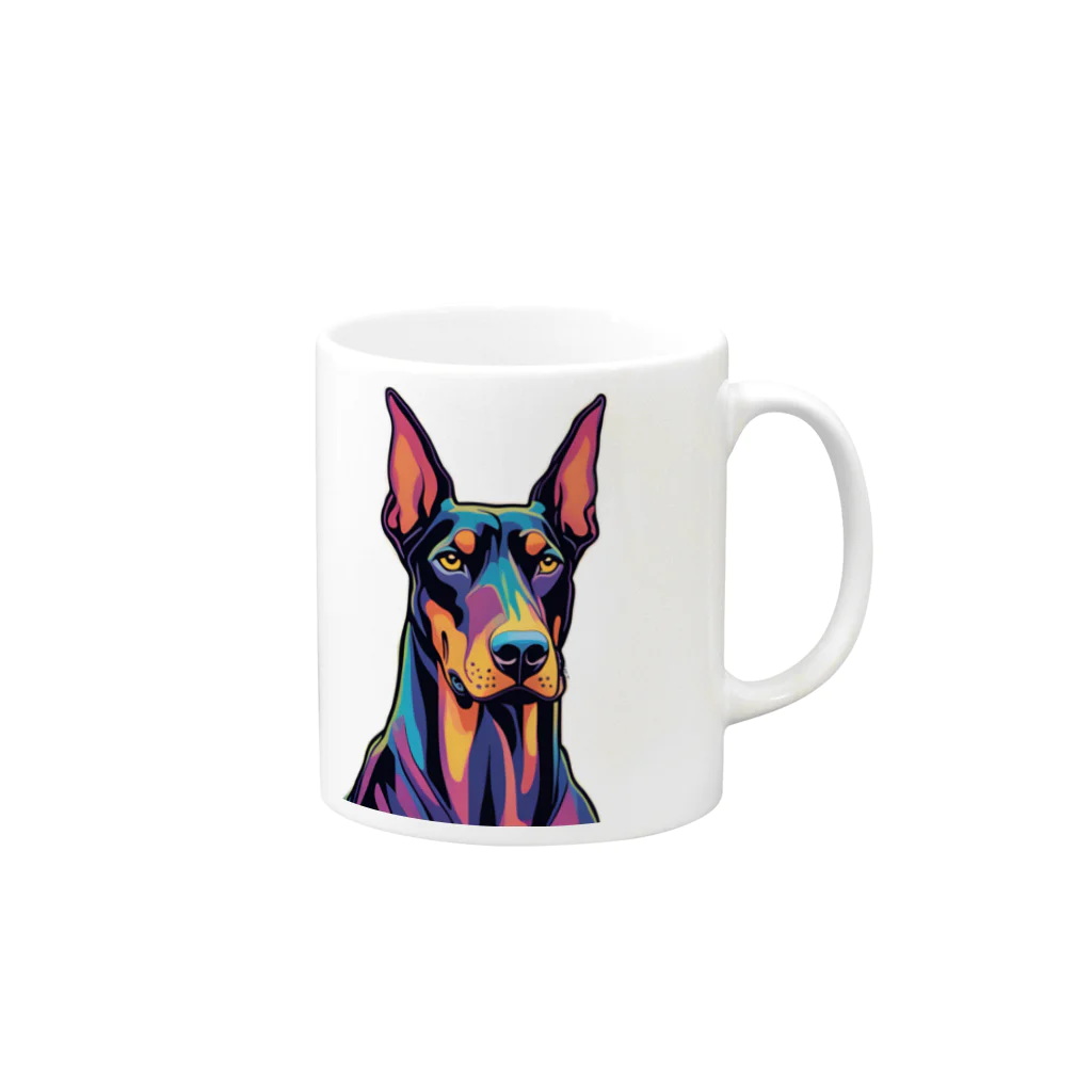 annrannのかっこいいドーベルマン、犬好き Mug :right side of the handle