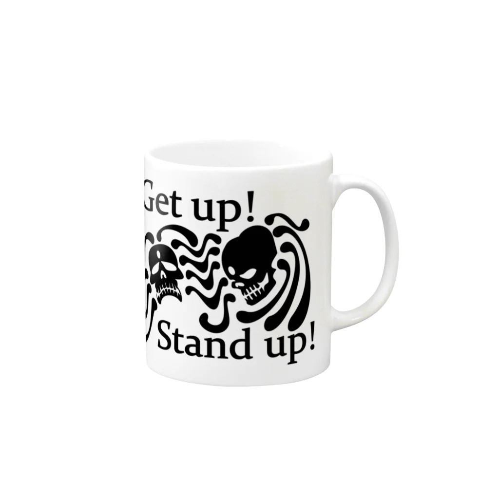 『NG （Niche・Gate）』ニッチゲート-- IN SUZURIのGet Up! Stand Up!(黒) Mug :right side of the handle