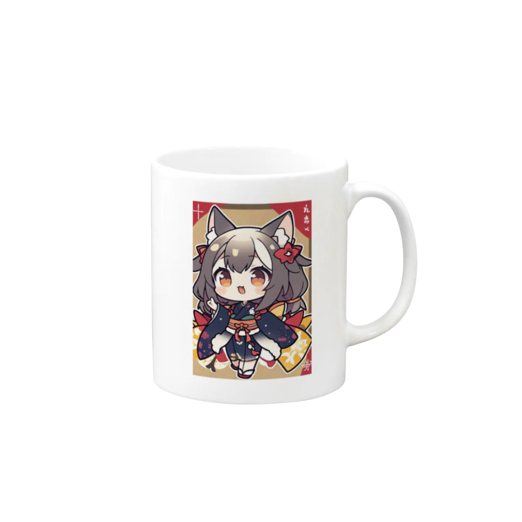 すりすりショップの獣娘 Mug :right side of the handle