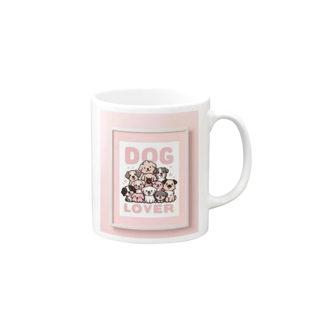 Void Dogの素敵なDOG LIVEの文字入りアート Mug :right side of the handle