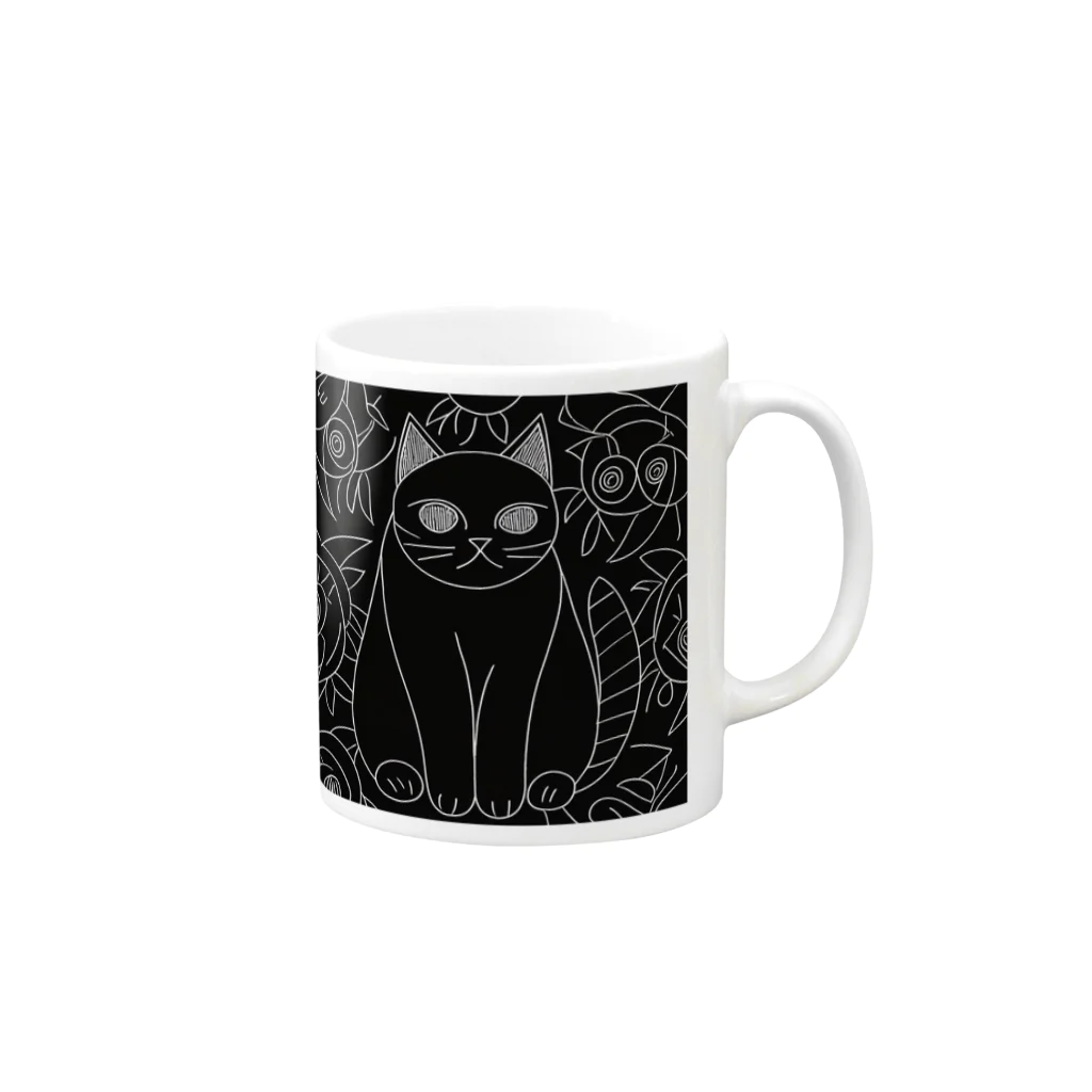 Rei's GalleryのGraffiti Cat③ Mug :right side of the handle