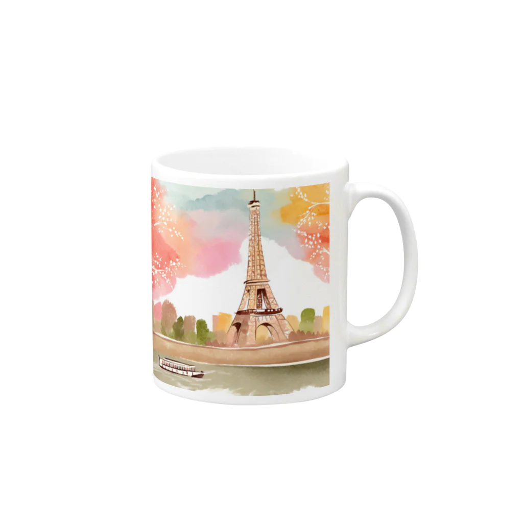 tyu-ripuのparis spring Mug :right side of the handle