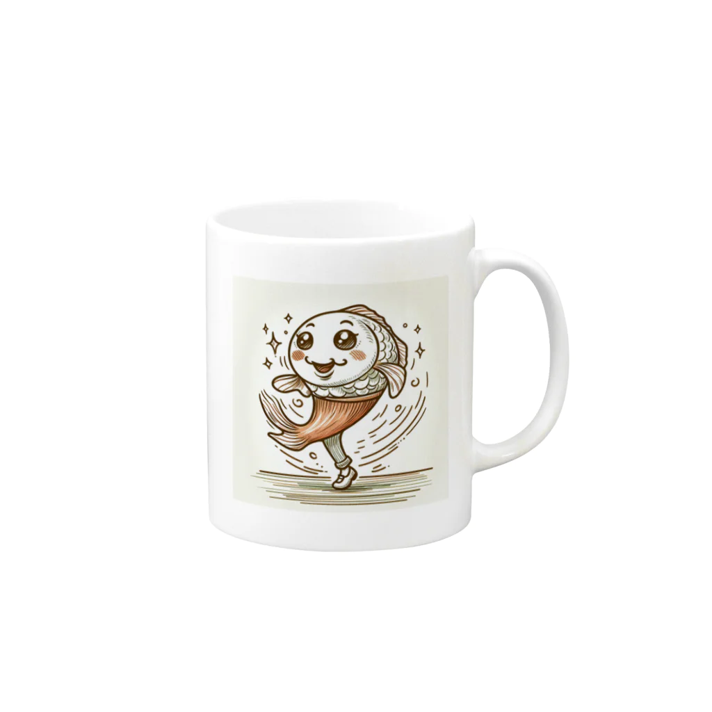 noBuのダンスしまくる魚 Mug :right side of the handle