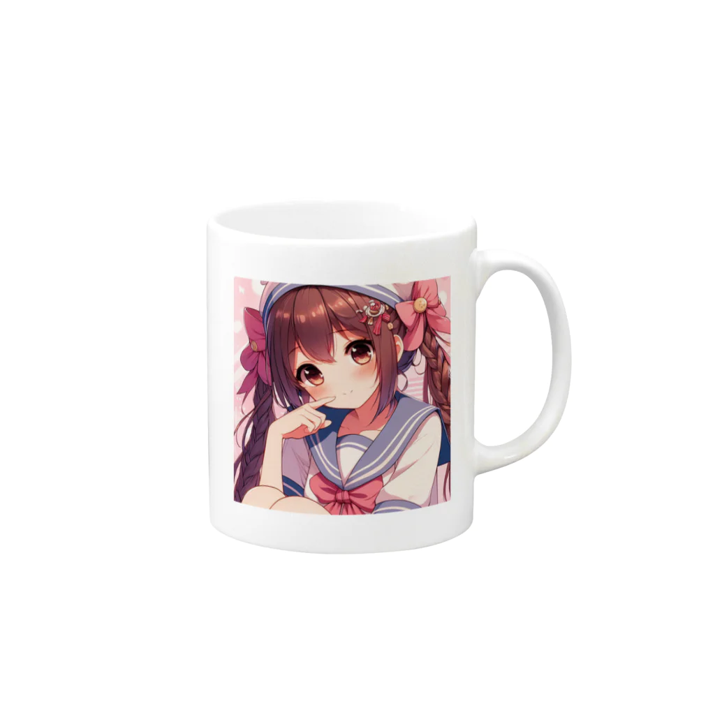 aaammmamのツインテール　おさげ　セーラー服　おんなのこ Mug :right side of the handle