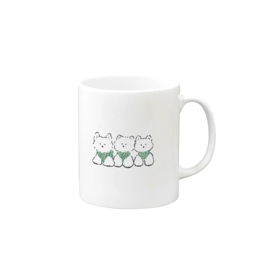 てらおかなつみの3ひきのテリア Mug :right side of the handle