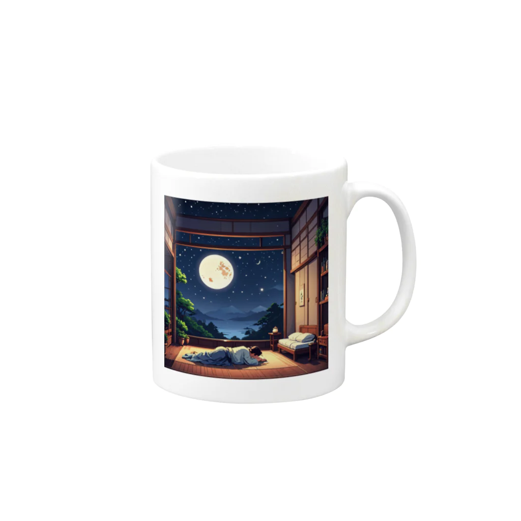 ドット絵グッズ販売の満月の夜 Mug :right side of the handle