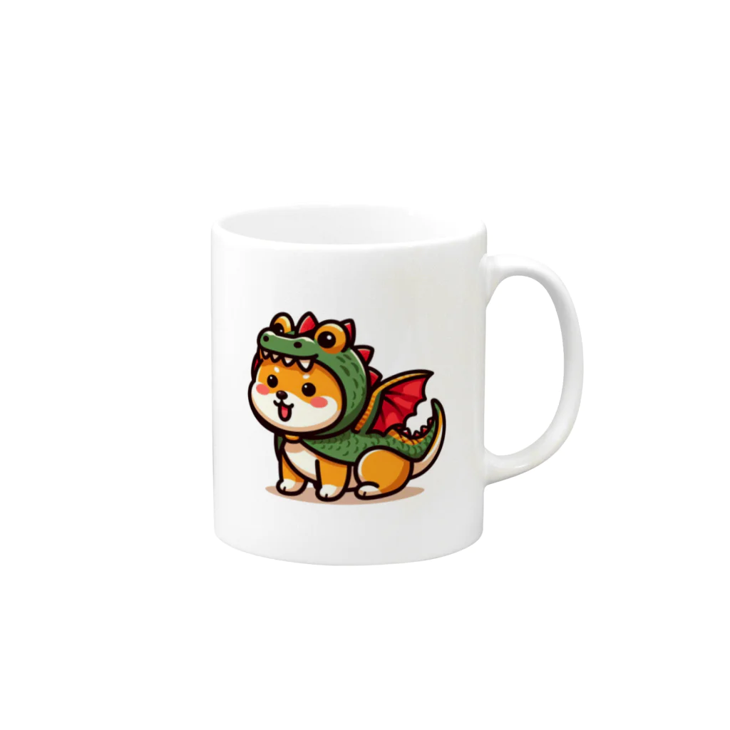 KENFUKUのしばいぬドラゴン Mug :right side of the handle