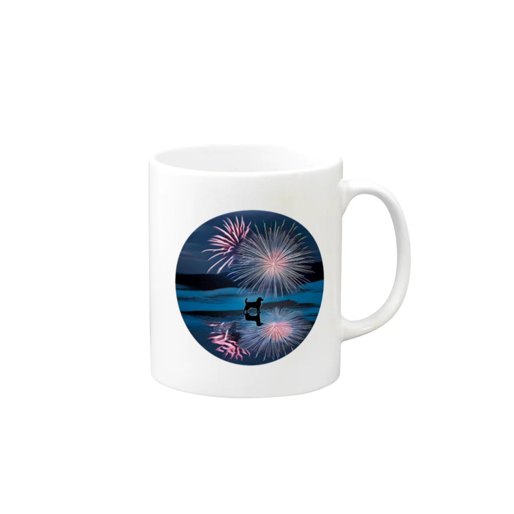 million-mindの犬だって花火鑑賞する Mug :right side of the handle