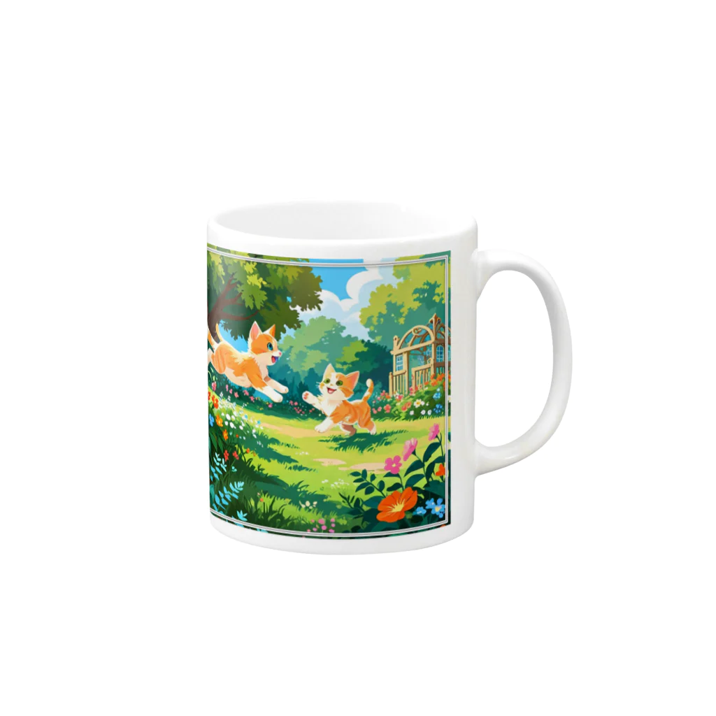 chibi_hikariのGrassPlay Kitties Mug :right side of the handle