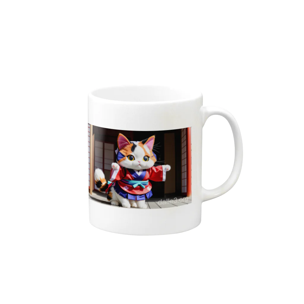 Lake Houseの三毛猫のグッズ Mug :right side of the handle