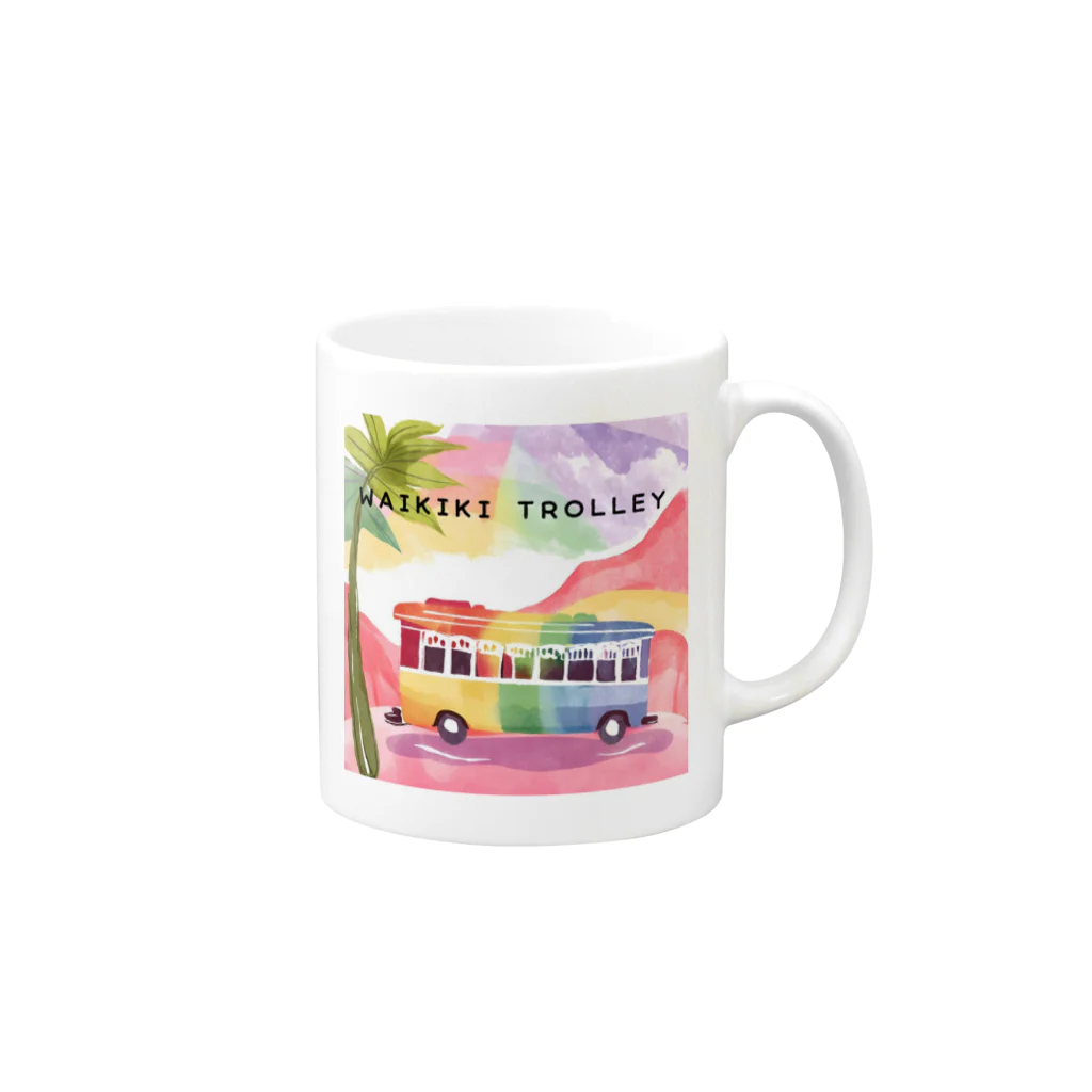 ハワイライフのWAIKIKI TROLLEY Mug :right side of the handle