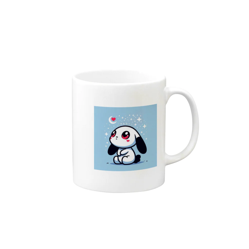 やまとうみとにちじょう【公式】のハートうさぎさん星を見上げる Mug :right side of the handle