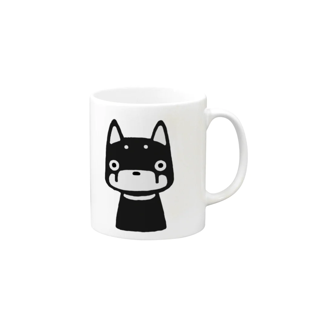 【しばし柴犬屋】のくろ柴いぬまぐかっぷ Mug :right side of the handle