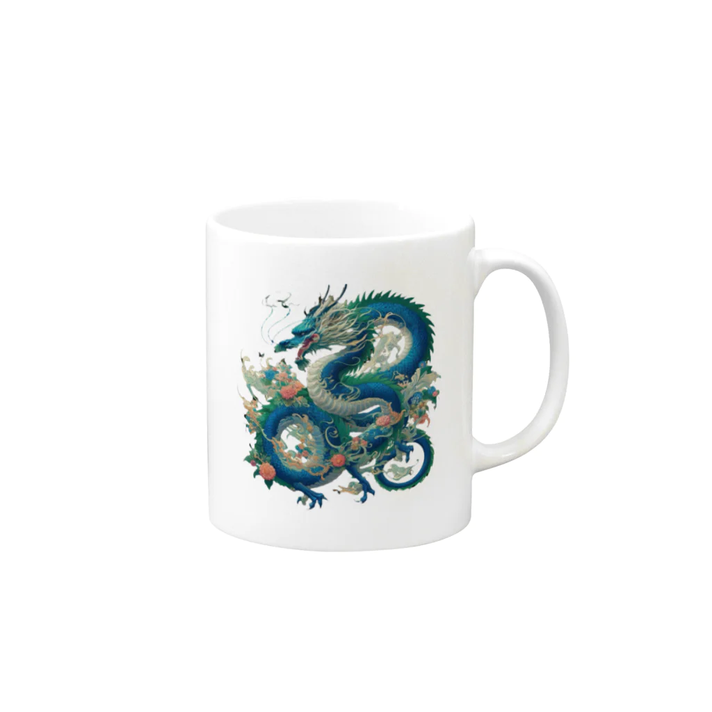 百花の碧龍 Mug :right side of the handle